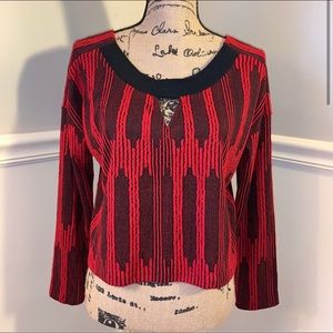 Red and black cropped sweater